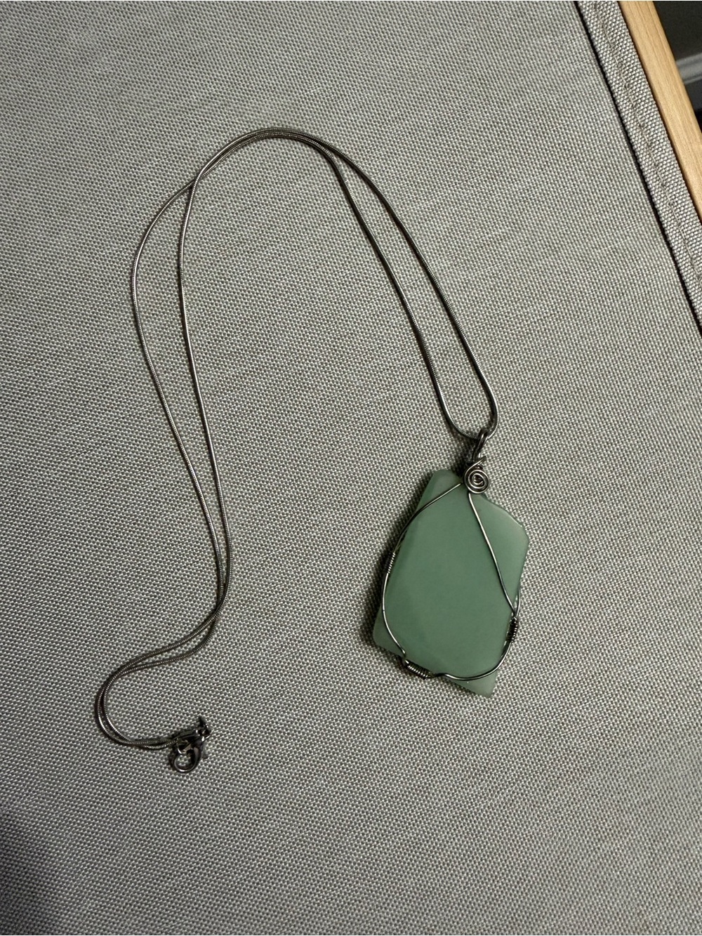 Green aventurine Pendant wire wrapped Necklace